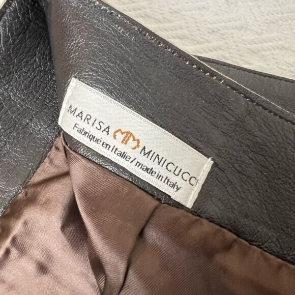 Vintage Marisa Minicucci Women’s Small Dark Chocolate Brown Leather Skirt Italy - Picture 9 of 15